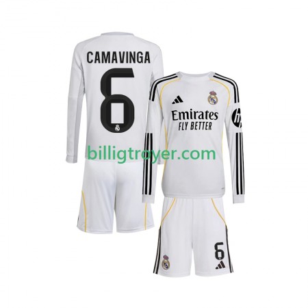 Billige Fotballdrakter Real Madrid Camavinga 6 Barn Hjemmedraktsett 2025/26 Langermet